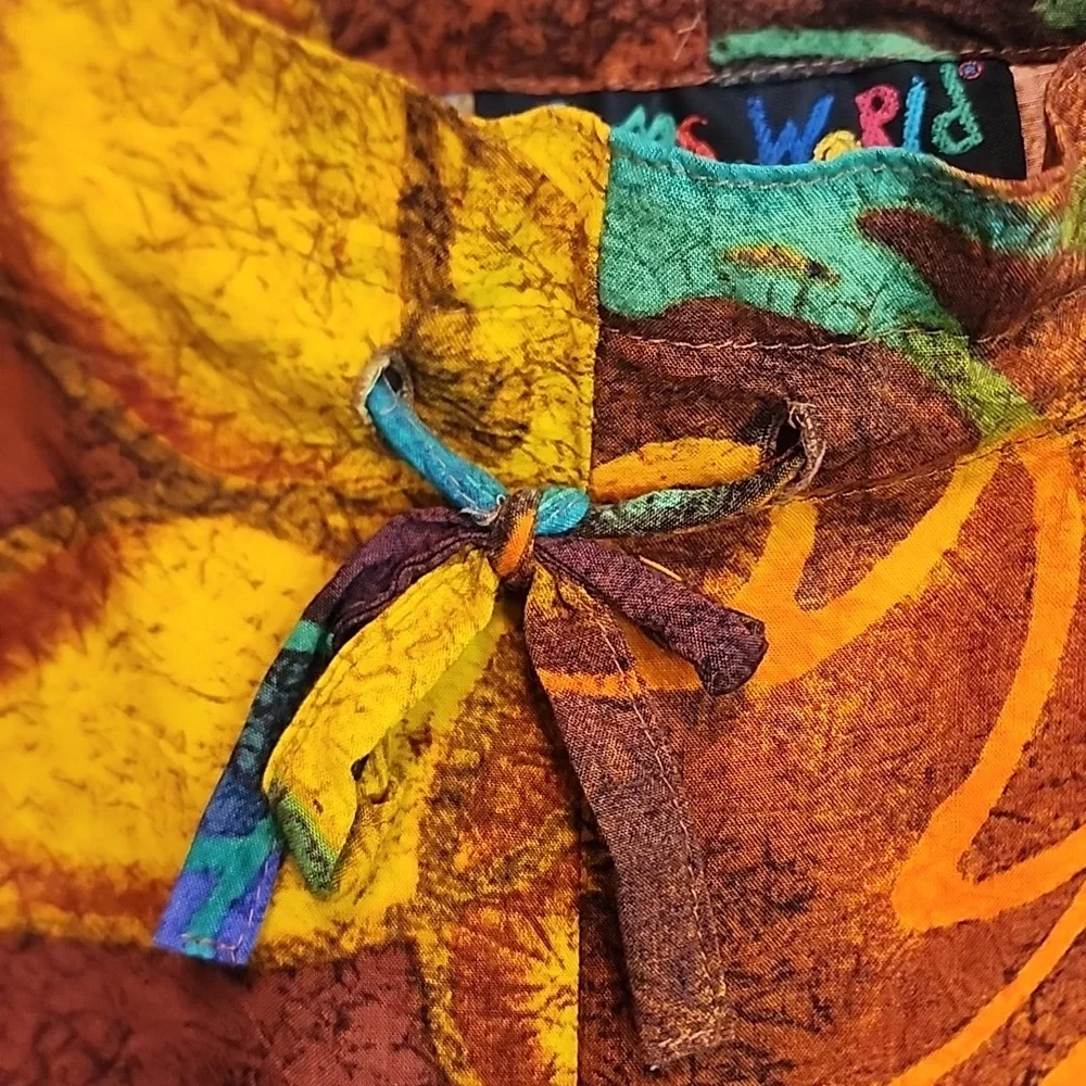 JAMS WORLD Capris/ Pants Rayon Multicolor Vibrant Floral Abstract Pockets - Picture 4 of 13